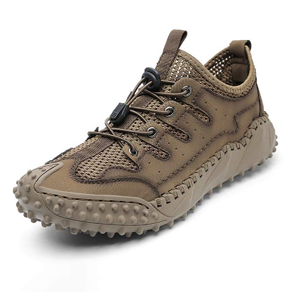 Men's All-Terrain Slip-On Hiking Sneakers | Leather & Mesh Panels | Adjustable Fit | Quick Entry | Non-Slip Sole
