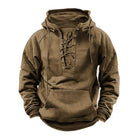 Men's Solid Color Lace-up Hoodie | Kangaroo Pocket | Long Sleeve | Casual Outdoor Pullover | Adjustable Neckline | Soft Fabric | Hooded Sweatshirt