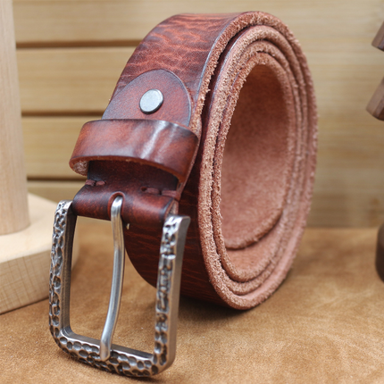Men's Vintage Distressed Leather Belt | Pure Cowhide | Rugged Charm | Classic Appeal | Sturdy Metal Buckle | Versatile Width | Casual & Formal Wear | Multiple Sizes | Timeless Accessory | Perfect for Jeans or Dress Trousers