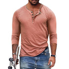 Men's Cotton Blend Henley Neck Slim Fit Long Sleeve T-Shirt | Casual Modern Style | Versatile Wardrobe Staple | Soft Breathable Fabric | Button Placket Detail | Durable Easy Care | Multiple Sizes & Colors
