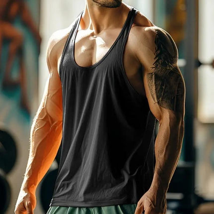 Men's Retro Style Solid Color Tank Top | Round Neck | Sleeveless Casual Sportswear | Breathable Cotton Blend | Sizes S-3XL | Perfect for Gym, Outdoor Activities, and Everyday Wear