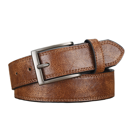 Men's PU Leather Belt | Retro Style | Classic Pin Buckle | Versatile Design | Adjustable Fit | Multiple Sizes | Durable Finish | Black Brown Tan | Modern Wardrobe Essential