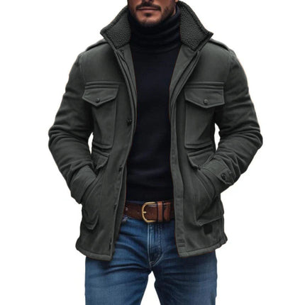 Men's Vintage Suede Coat | Fleece Collar | Patchwork Design | Multi-Pocket | Zipper Closure | Slim Fit | Warm Outerwear | Casual & Outdoor Style | Rugged & Stylish | Timeless Appeal | Versatile Comfort
