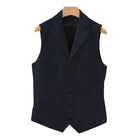Men's Wool Blend Vest | Vintage Style | Single Breasted with Lapel | Slim Fit | Charcoal Navy Herringbone Patterns | Smart Casual Formal Wear | Adjustable Back | Functional Pockets | Year-Round Outerwear