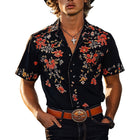 Men's Casual Printed Short Sleeve Lapel Shirt | Cotton Polyester Blend | Vibrant Unique Design | Comfortable Breathable Fit | Classic Lapel Collar | Regular Fit