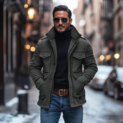 Men's Vintage Suede Coat | Fleece Collar | Patchwork Design | Multi-Pocket | Zipper Closure | Slim Fit | Warm Outerwear | Casual & Outdoor Style | Rugged & Stylish | Timeless Appeal | Versatile Comfort
