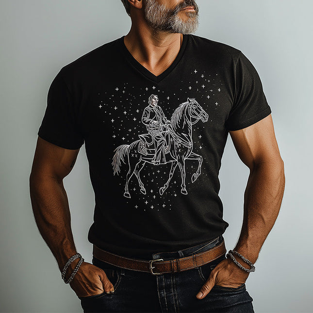 Men's Summer Western Style T-Shirt | Cowboy Print | Short Sleeve | Blended Fabric | Casual | Comfortable | Adventure Spirit | Unique Design | Breathable Summer Wear | Stylish Western Look