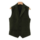 Men's Wool Blend Vest | Vintage Style | Single Breasted with Lapel | Slim Fit | Charcoal Navy Herringbone Patterns | Smart Casual Formal Wear | Adjustable Back | Functional Pockets | Year-Round Outerwear