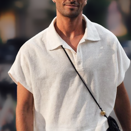 Men's Polo Shirt | Solid Color | Lapel Collar | Dropped Shoulder Sleeves | Casual Wear | Soft Breathable Fabric | Modern Relaxed Fit | Versatile Streetwear | Trendy Everyday Shirt