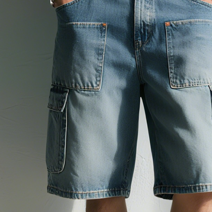 Men's Retro Style Washed Denim Shorts | Loose Fit | 100% Cotton | Vintage Casual Look | Adjustable Waistband | Comfortable Everyday Wear | Beach & Festival Ready | Sizes S-3XL | Spring Summer Fashion