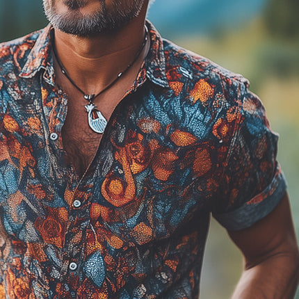 Men's Retro Print Short Sleeve Shirt | Vintage Style | Cotton Blend | Lapel Collar | Casual Beach Shirt | Summer Fashion | Comfortable Breathable Fabric | Available S-3XL | Nostalgic Retro Prints