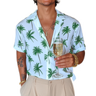 Men's Tropical Palm Tree Shirt | Casual Cuban Collar | Short Sleeve | Loose Fit | Lightweight Summer Beachwear | Button Front | Vibrant Print | Relaxed Comfort | Versatile Style