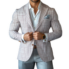 Men's Checked Blazer | Notch Lapel | Two-Button Closure | Spring Summer Outerwear | Fashionable Lightweight Jacket | Classic Tailoring | Long Sleeves | Versatile Style
