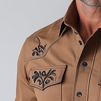 Men's Western Cowboy Style Shirt | Embroidered Short Sleeve | Summer Casual Fashion | Comfortable Slim Fit | Breathable Fabric | Stylish Classic Design | Durable for Everyday Wear