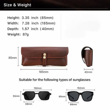 Men's Glasses Case | Portable Travel Eyewear Storage | Top Layer Cowhide | Compact & Durable Design | Secure Closure | Scratch & Dust Protection | Versatile for Sunglasses & Prescription Glasses | Ideal Commuting Companion