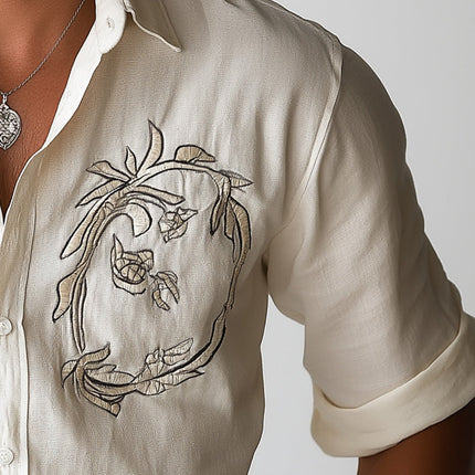 Men's Summer Western Cowboy Shirt | Embroidered Short Sleeve | Solid Color Top | Casual Button-Down | Lightweight Breathable Fabric | Classic Vintage Style | Versatile for Casual Wear
