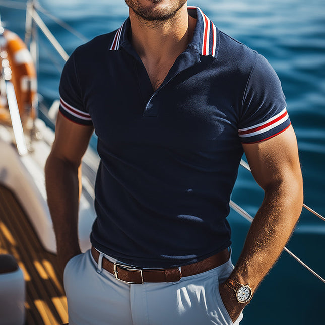 Men's Retro Striped Polo Shirt | Casual Short Sleeve | Breathable Cotton Fabric | Classic Design | Relaxed Fit | Sophisticated Button Placket | Versatile Comfortable Wear | Sizes S-3XL | Perfect for Warm Weather