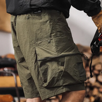 Men's Elastic Waist Cargo Shorts | Multi-pocket Design | Solid Color | Breathable Fabric | Casual & Outdoor Wear | Durable & Comfortable | Versatile Style