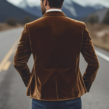 Men's Velvet Blazer | Classic Retro Slim Fit | Single Breasted | Embroidered Design | Elegant Outerwear | Formal & Stylish Events | Luxurious Craftsmanship | Sophisticated Garment | Versatile Fashion Piece