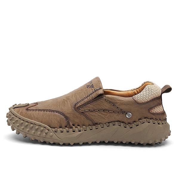 Men's Vintage Leather Slip-On Shoes | Casual Sports & Hiking | Comfortable Massaging Insole | Non-Slip Sole | Lightweight & Flexible
