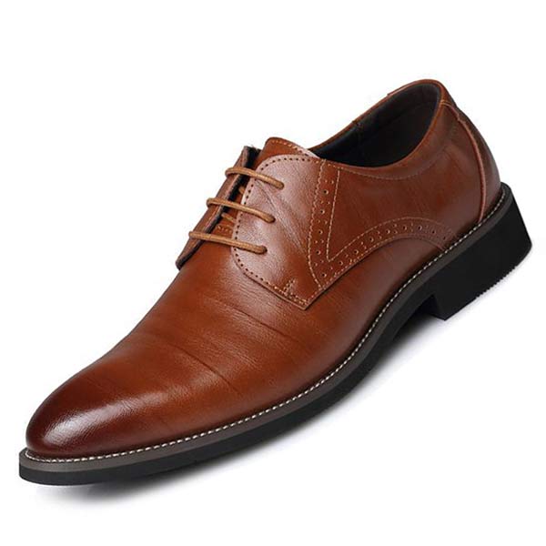 Leather Oxford Dress Shoes | Men's Formal Lace-Up | Breathable Leather Linings | Durable Rubber Sole | Blind Eyelets