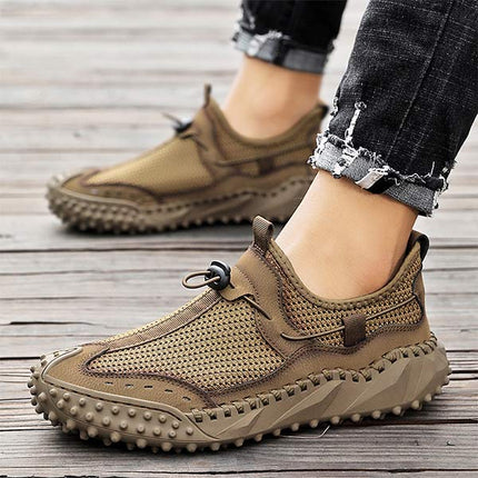 Men's All-Terrain Mesh Slip-On Hiking Sneakers | Lightweight & Breathable | Bungee Cord Closure | Flexible Non-Slip Sole | Versatile for Water & Track Activities