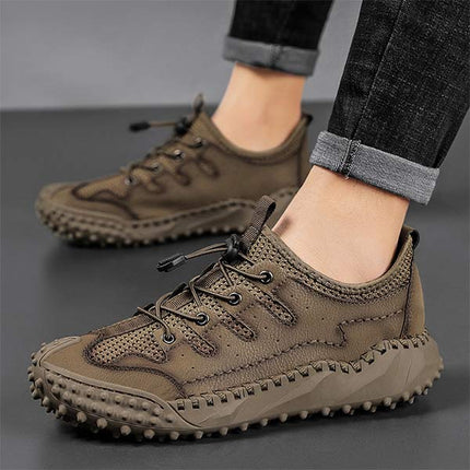 Men's All-Terrain Slip-On Hiking Sneakers | Leather & Mesh Panels | Adjustable Fit | Quick Entry | Non-Slip Sole