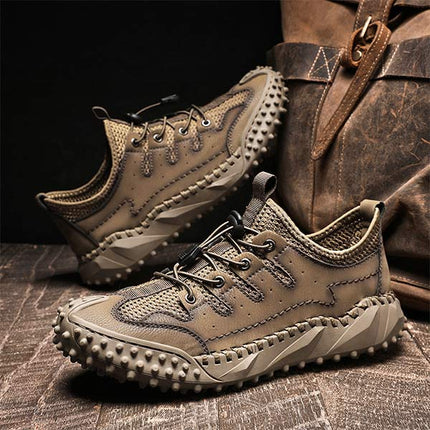 Men's All-Terrain Slip-On Hiking Sneakers | Leather & Mesh Panels | Adjustable Fit | Quick Entry | Non-Slip Sole