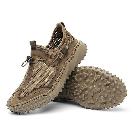 Men's All-Terrain Mesh Slip-On Hiking Sneakers | Lightweight & Breathable | Bungee Cord Closure | Flexible Non-Slip Sole | Versatile for Water & Track Activities