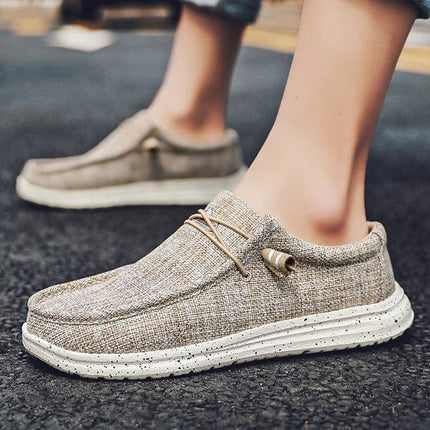 Men's Canvas Loafers | EVA Outsole | Premium Washed Canvas | Elastic Laces | Lightweight Comfort | Rounded Toe Design | Breathable Fabric | Odor-Reducing Insole | Machine Washable | Ideal Casual Shoe