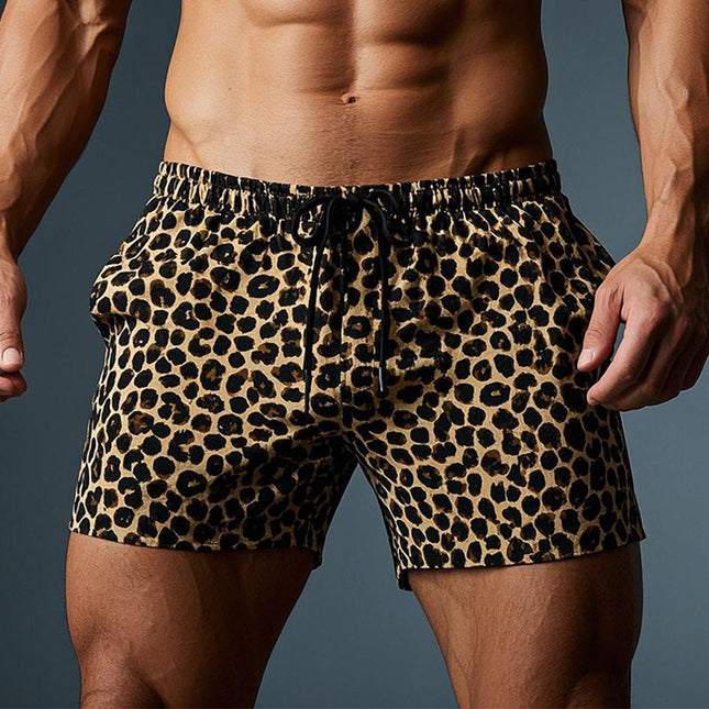 Men's Leopard Print Shorts | Comfortable & Breathable | Lightweight Elastic Waistband | Above-Knee Length | Casual Beachwear | Trendy Summer Style | Available in S to XXXL