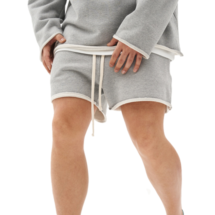 Men's Loose Fit Cotton Shorts | Raw Edge Frayed Hem | Mid Waist Elastic Drawstring | Breathable & Comfortable | Versatile Casual Shorts for All Seasons