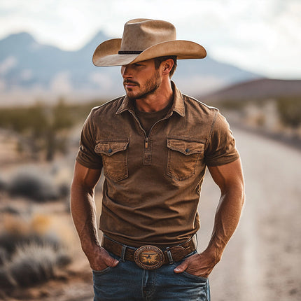 Men's Vintage Distressed Denim Shirt | Long Sleeve | High-Quality Material | Rugged Charm | Versatile Style | Classic Vintage Look | Comfortable Fit | Casual or Dressy Wear | Tailored for Timeless Fashion