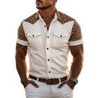 Men's Retro Western Cowboy Shirt | Suede Stitching | Leopard Print | Short Sleeve | Premium Fabric | Button-Down | Tailored Fit | Vintage Style | Casual Shirt | Fashion Forward | Breathable Summer Top