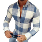 Men's Cotton Plaid Shirt | Slim Fit | Long Sleeve | Lapel Collar | Casual Style | 100% Breathable Cotton | Versatile Design | Easy Care | Multiple Sizes Available | Perfect for All Seasons
