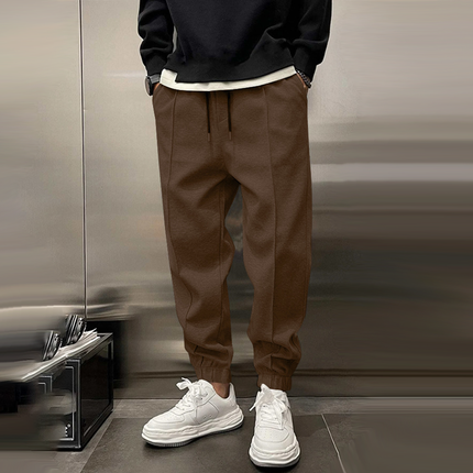 Men's Plush Polyester Casual Sports Pants | Elastic Waist with Drawstring | Loose Fit with Side/Back Pockets | Durable and Comfortable for Sports & Activities | Machine Washable