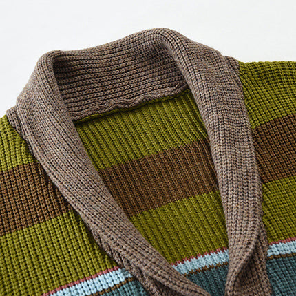 Men's Sweater Jacket | Colorblock Design | Lapel Collar | Button Closure | Soft Knit Fabric | Casual & Semi-Formal Wear | Comfortable Outerwear for All Seasons | Versatile Men's Fashion