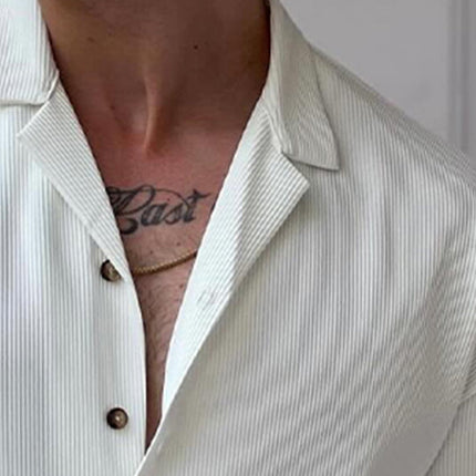 Men's Premium Cotton Blend Shirt | Striped Lapel Design | Versatile Formal & Casual Wear | Comfortable Fit | Durable Fabric | Timeless Style