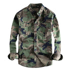 Men's Camouflage Cargo Shirt | Long Sleeve | Lapel Collar | Patch Pocket | Single Breasted | Machine Washable | Durable | Casual Wear | Fashionable 남성용 피크닉 스타일의 세련된 카무플라쥬 셔츠