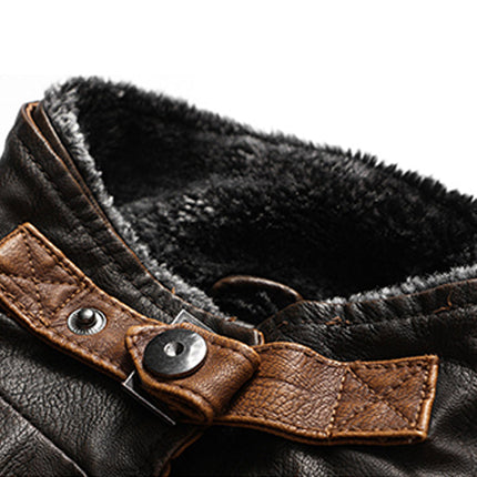 Men's Leather Vest | Soft Vintage Style | Double Layer Fleece Collar | Italian Calfskin Trim | Heavy-duty Brass Zipper | Antiqued Snaps | Multiple Pockets | Handcrafted Outerwear