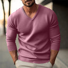 Men's V-Neck Solid Color Knitted Pullover Sweater | Long-Sleeved Casual Top | Soft Breathable Fabric | Versatile Style | Comfort Fit | Easy Care | Classic Timeless Design | Apparel for All Occasions