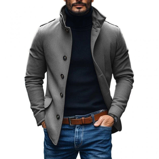 Men's Wool Blend Short Coat | Slim Fit | Single-Breasted | Lapel Collar | Premium Fabric | Versatile Casual Outerwear | Warm & Stylish | Functional Pockets | Hip-Length | Timeless Minimalist Design