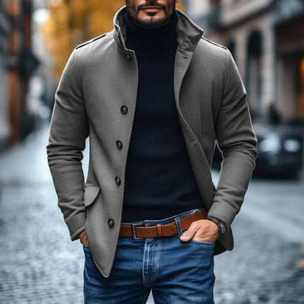 Men's Wool Blend Short Coat | Slim Fit | Single-Breasted | Lapel Collar | Premium Fabric | Versatile Casual Outerwear | Warm & Stylish | Functional Pockets | Hip-Length | Timeless Minimalist Design