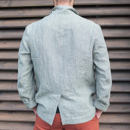 Men's Blazer | Striped Cotton Linen | Notch Lapel | Two Button | Casual Outerwear | Lightweight Breathable | Tailored Fit | Semi-Formal | Elegant Fashion Style