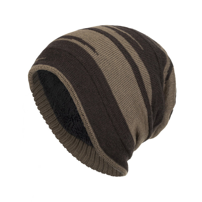 Men's Retro Jacquard Knit Hat | Plush Lining Warm Winter Beanie | Colorblock Design | Soft Acrylic Material | Snug Fit | Cold Weather Essential | Stylish Vintage Color Contrast