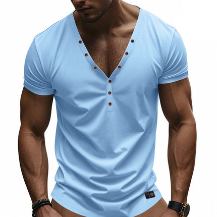 Men's V-Neck T-Shirt | Solid Color Cotton | Short Sleeve | Classic Casual Top | Breathable & Soft Fabric | Versatile Wardrobe Essential | Stylish & Comfortable | Sizes Available | Perfect for Layering