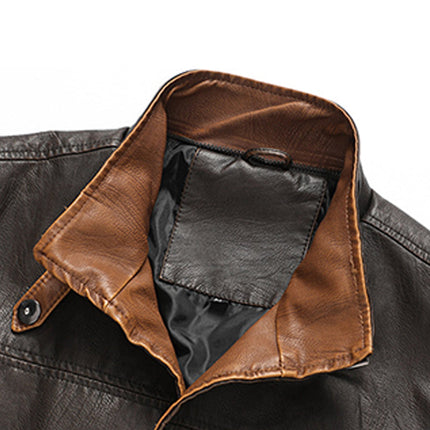 Men's Leather Vest | Soft Vintage Style | Double Layer Fleece Collar | Italian Calfskin Trim | Heavy-duty Brass Zipper | Antiqued Snaps | Multiple Pockets | Handcrafted Outerwear