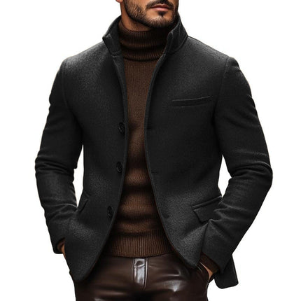 Men's Vintage Wool Blend Blazer | Slim Fit | Stand Collar | Single Breasted | Warm & Stylish Outerwear | Premium Quality | Versatile Design | Casual & Formal Wear | Comfortable & Durable