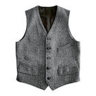 Men's Herringbone Vest | Retro V-Neck | Single-Breasted | Multi-Pocket Design | Vintage Style | Classic Outerwear | Durable Stitching | Easy Layering | Timeless Elegance for Casual & Semi-Formal Occasions