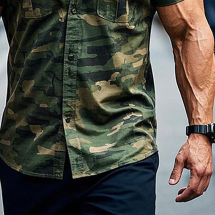 Men's Outdoor Classic Camouflage Short Sleeve Shirt | Casual Tactical Crew Neck | Hiking Camping | Sizes S-3XL
